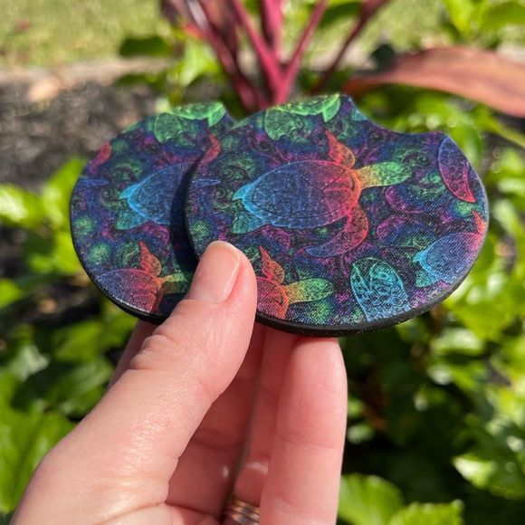 Rainbow Sea Turtle Car Coasters - Picture 2 of 11